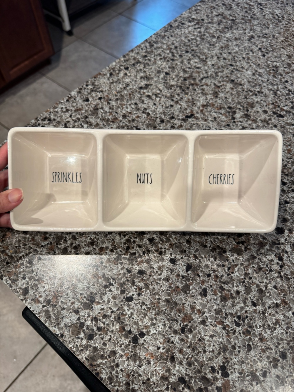 Rae Dunn Ceramic Three-Compartment Snack Tray
